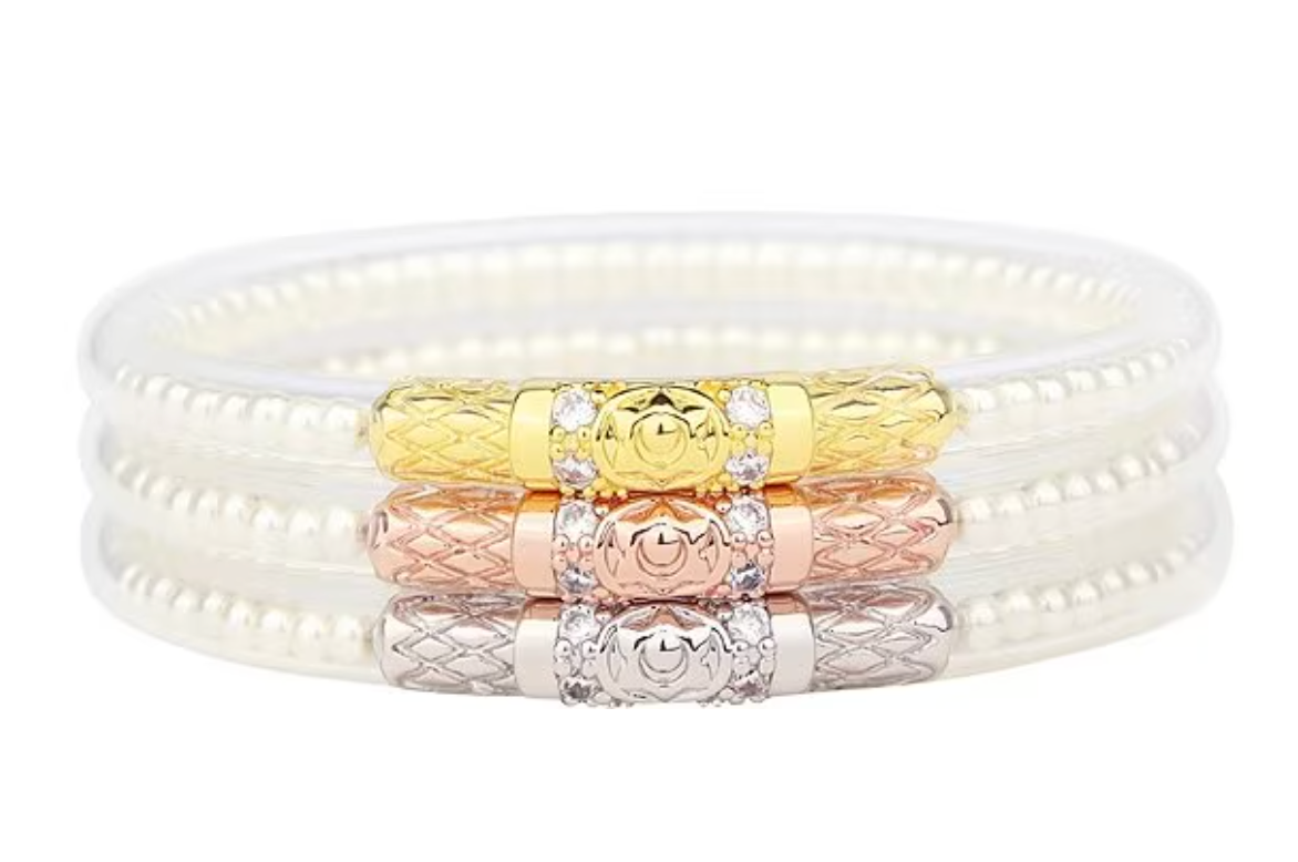 Three Queens All Weather Bangles- White Pearl
