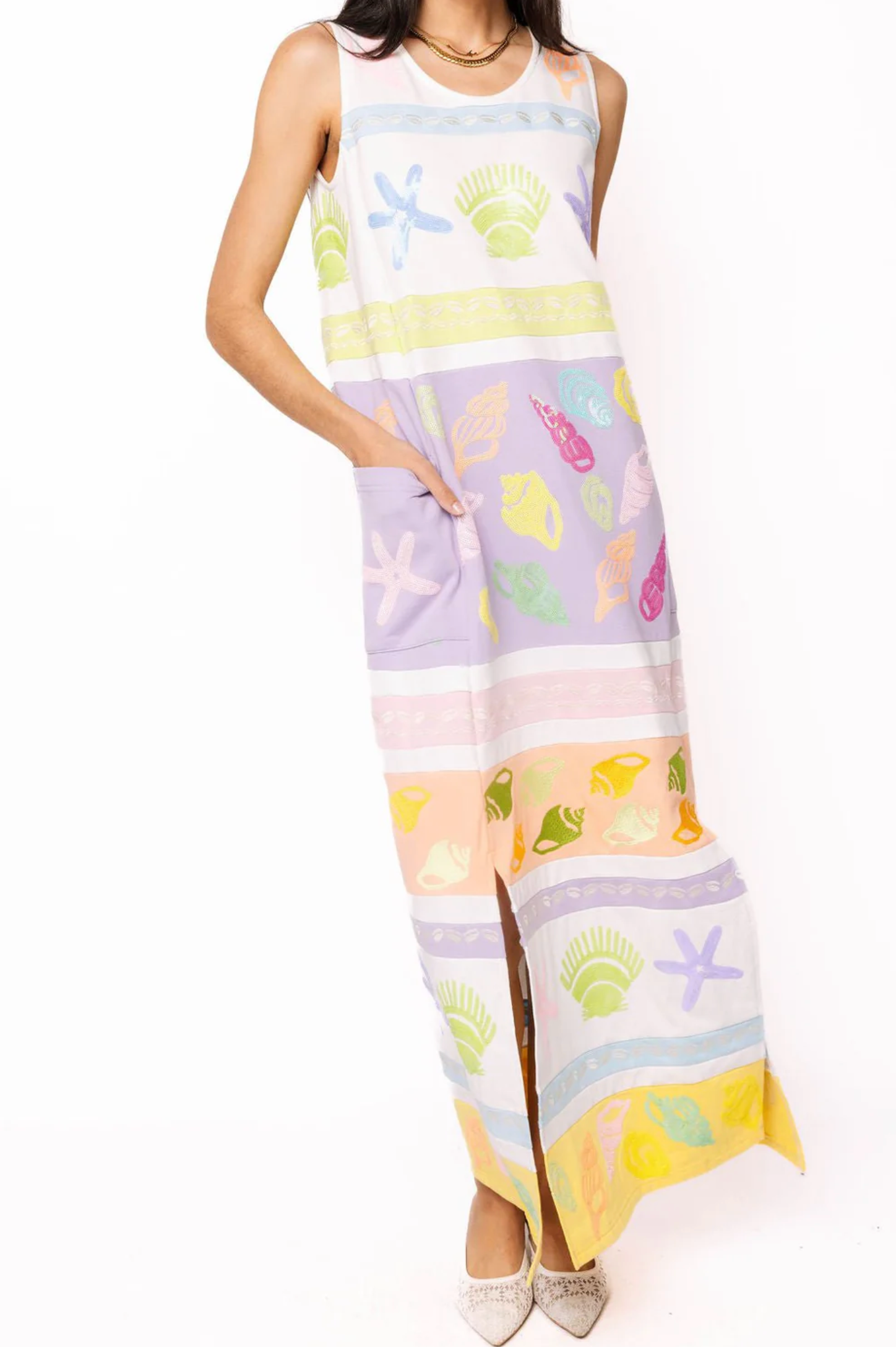 Colorblock Stripe Shell Tank Midi Dress- queen of sparkles