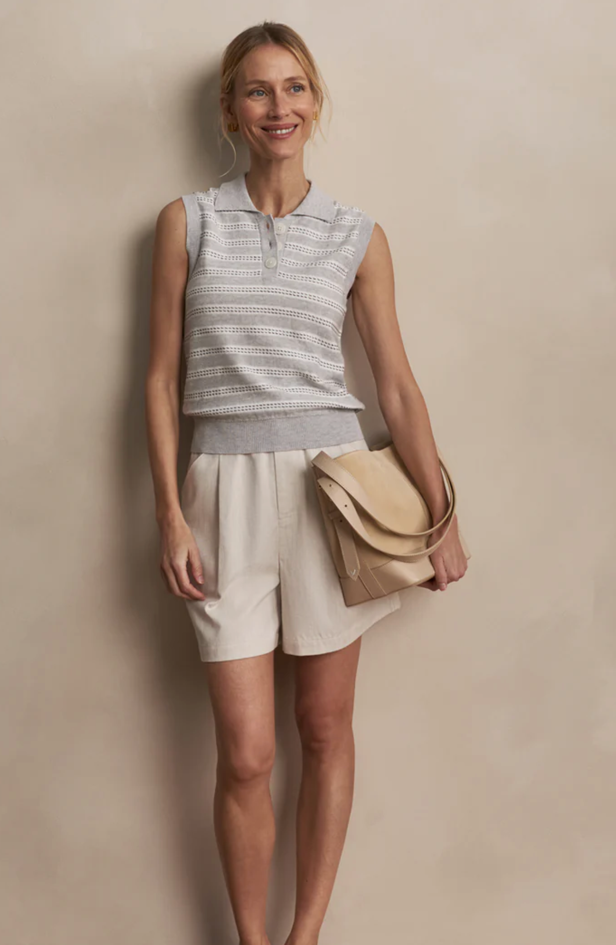 Light Grey Marl- Dannah Stripe Knit Top- Varley