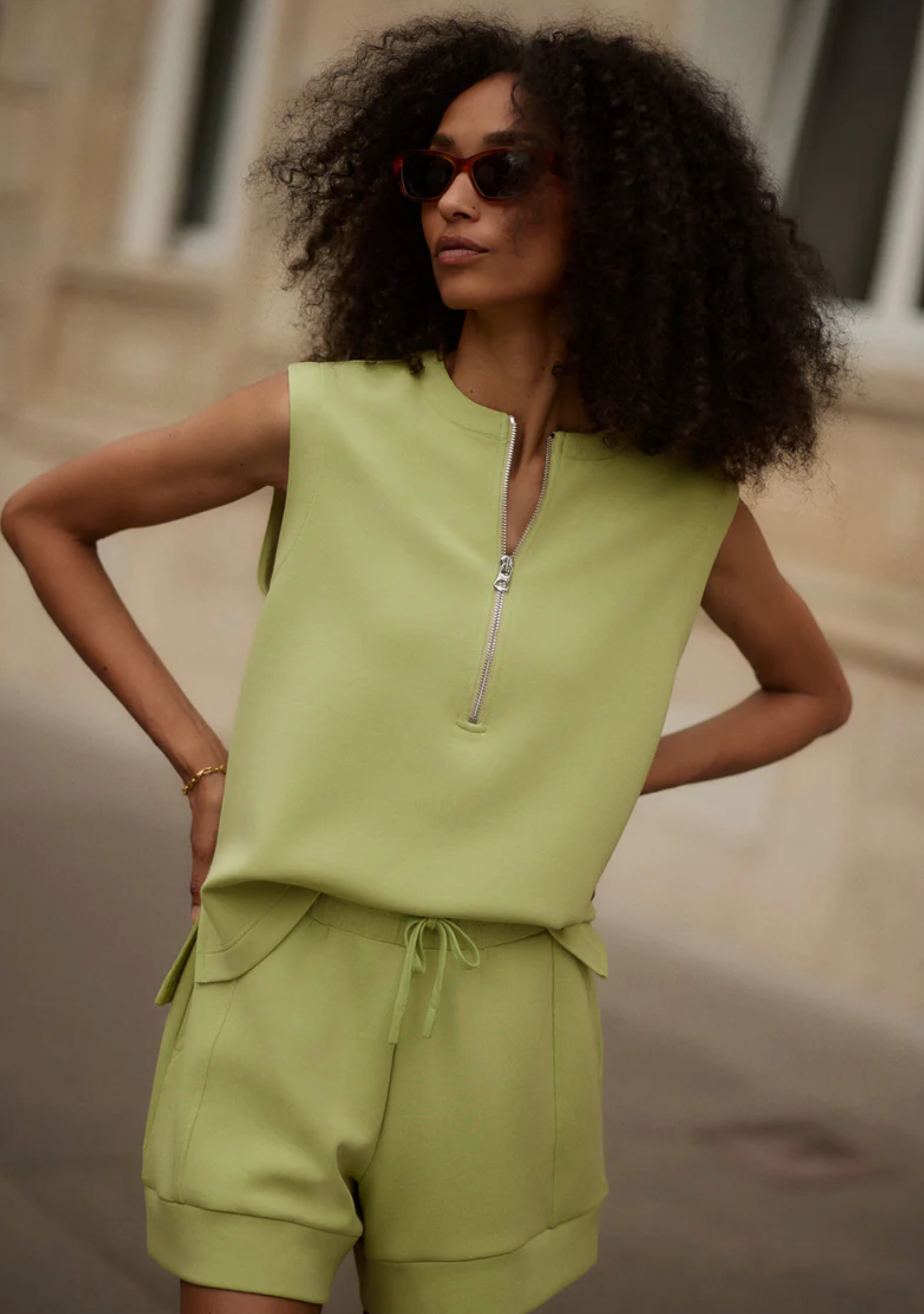 Fern- Simmons Half Zip Tank- varley
