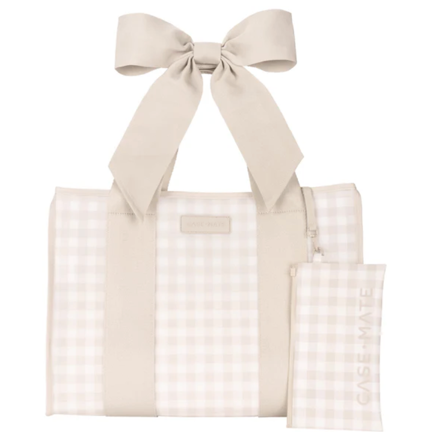 Latte Gingham Bow Jelly Tote