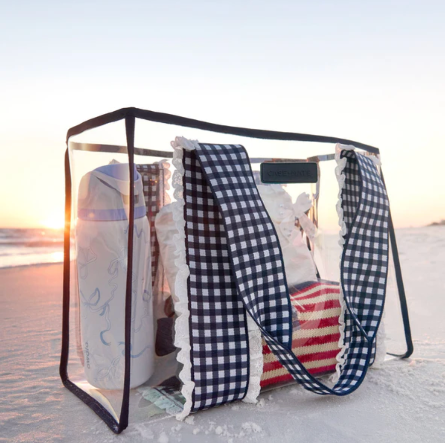 Navy Gingham Jelly Tote