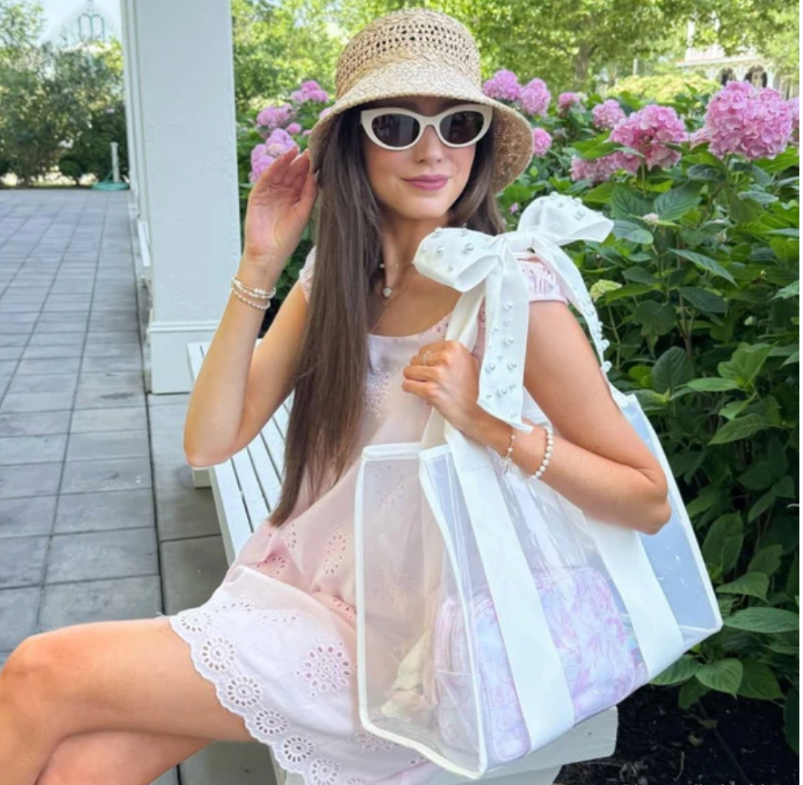 Ivory Pearl Bow Jelly Tote