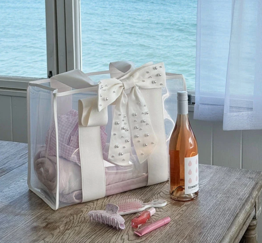 Ivory Pearl Bow Jelly Tote