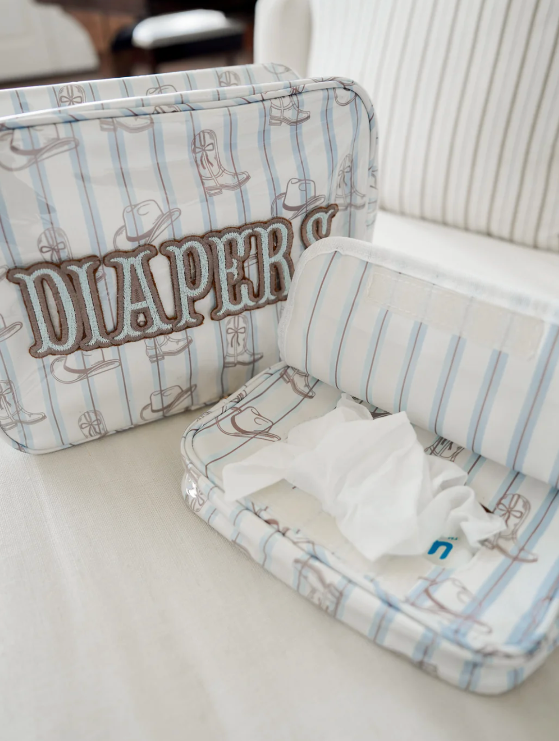 Wipes Pouch - Western Blues Clear Coat Bag