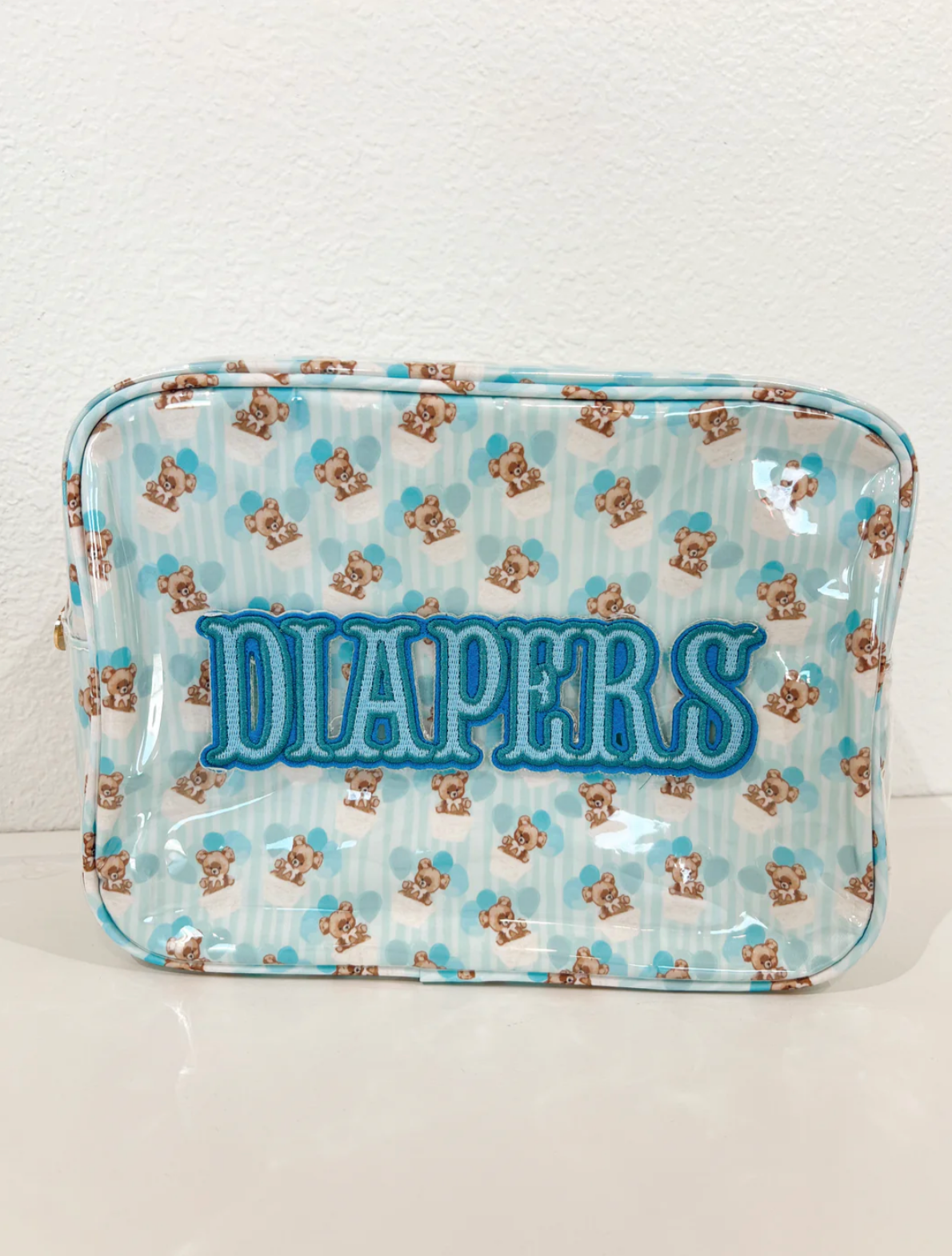 XL Diapers Clear Coat Bag - Blue Bear