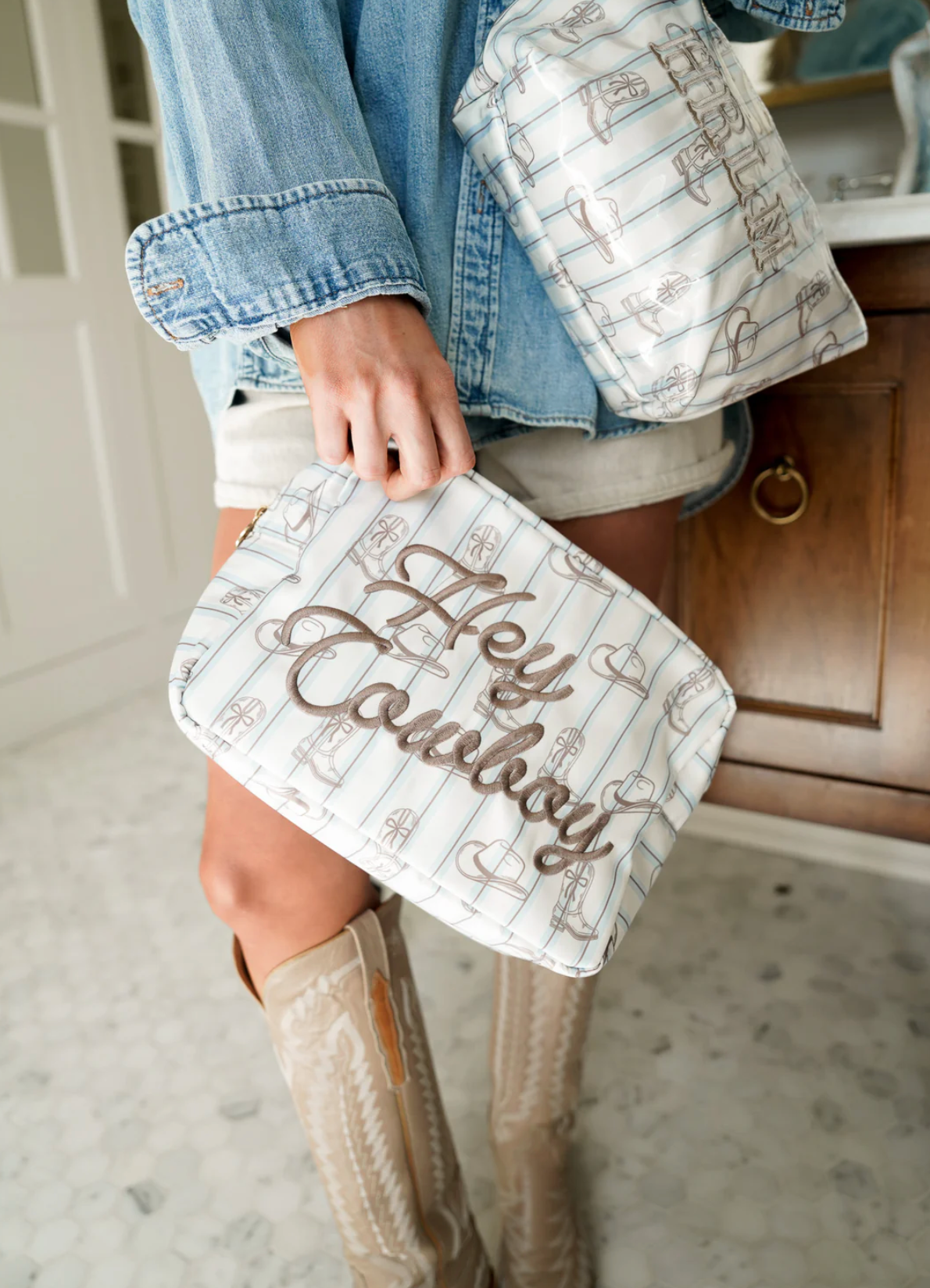 XL Western Blues Striped Bag - Hey Cowboy