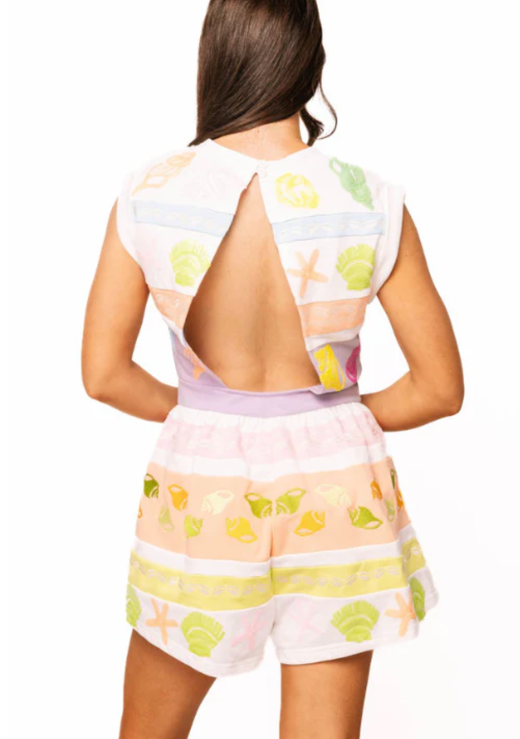 Colorblock Stripe Shell Romper- QOS