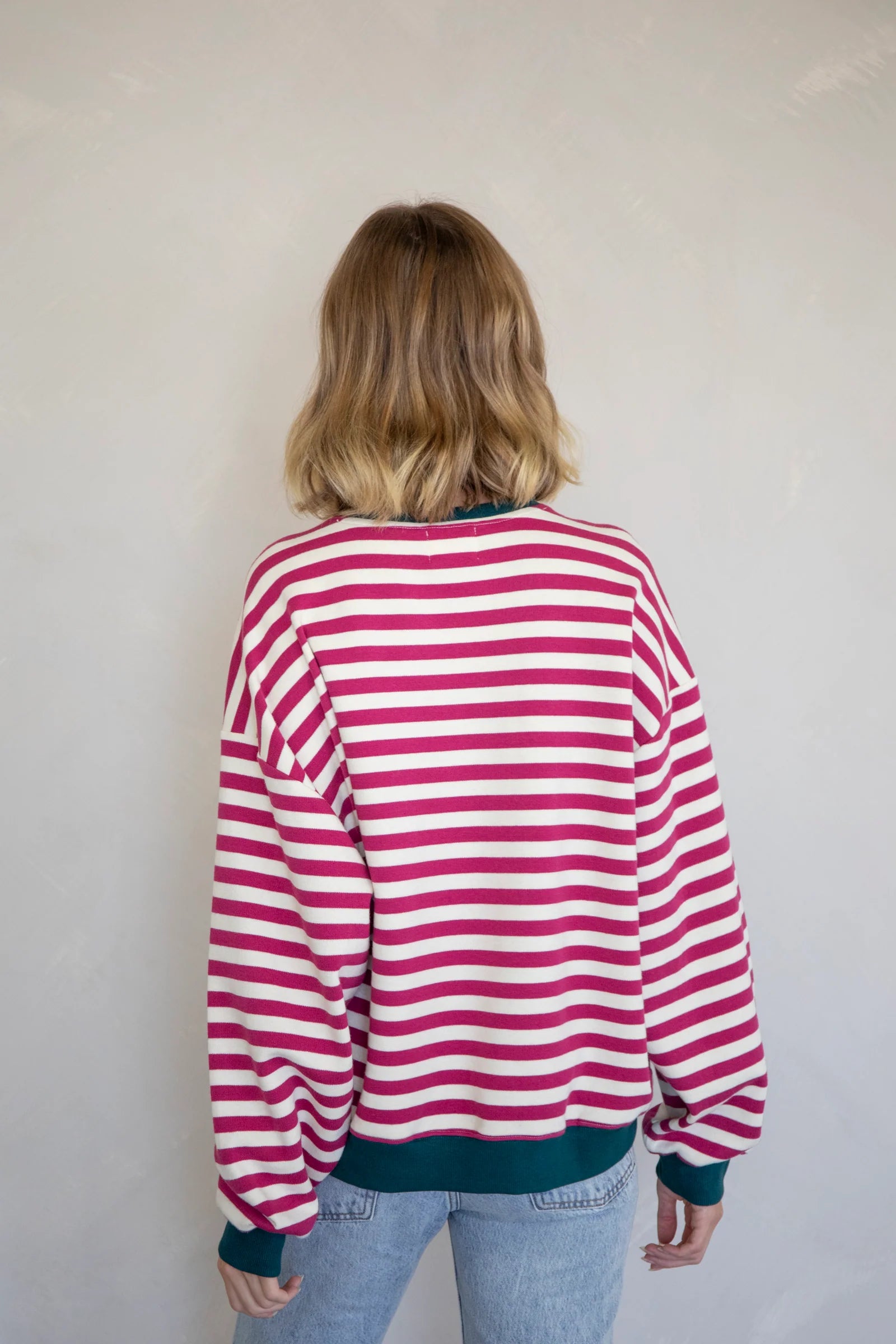 Magenta Stripe Sweatshirt