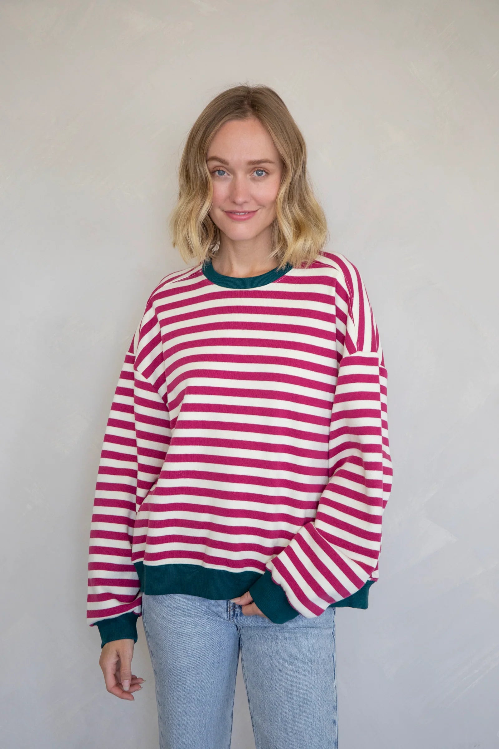 Magenta Stripe Sweatshirt