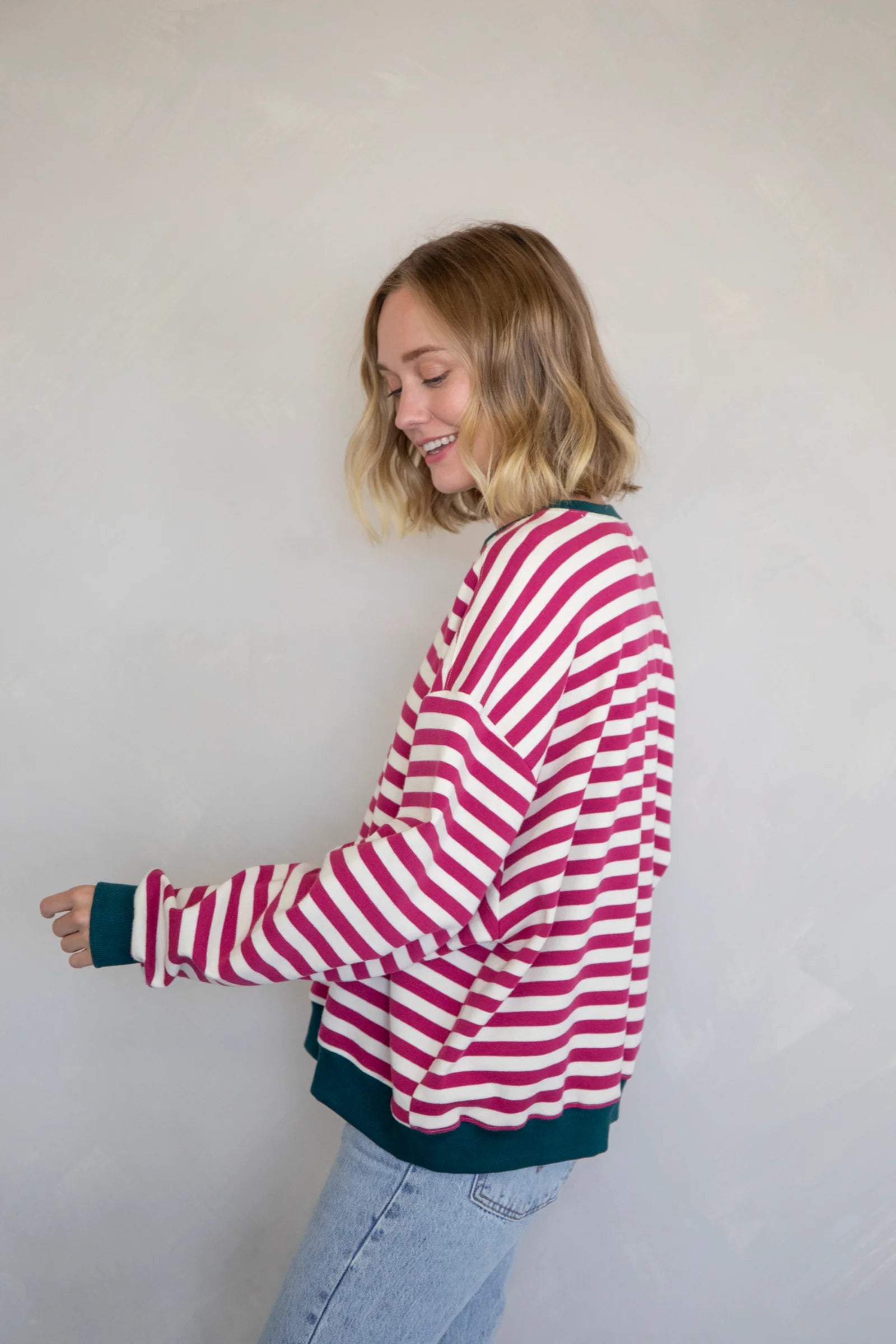 Magenta Stripe Sweatshirt