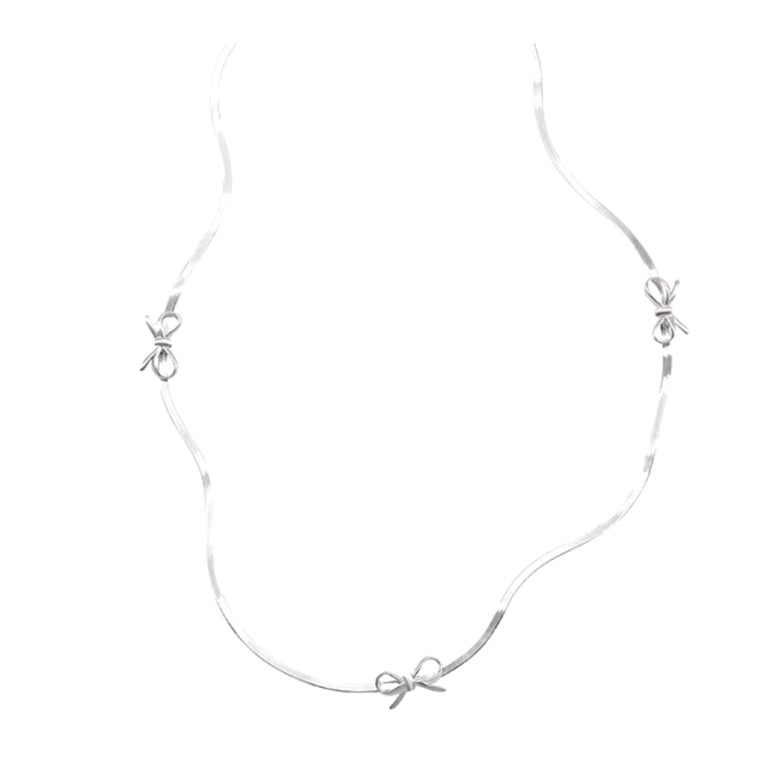 Multi Bow Silver Necklace