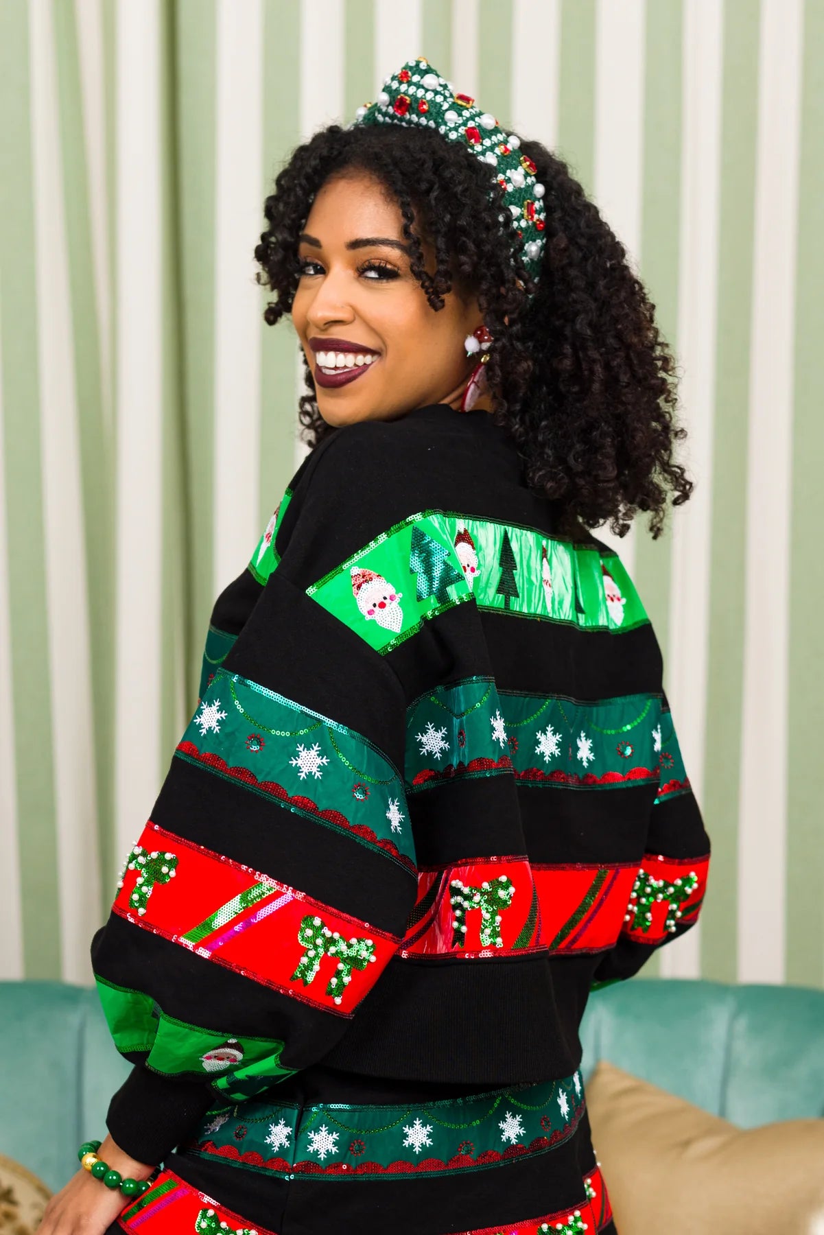 BC Christmas Ribbon Stripe Sweatshirt