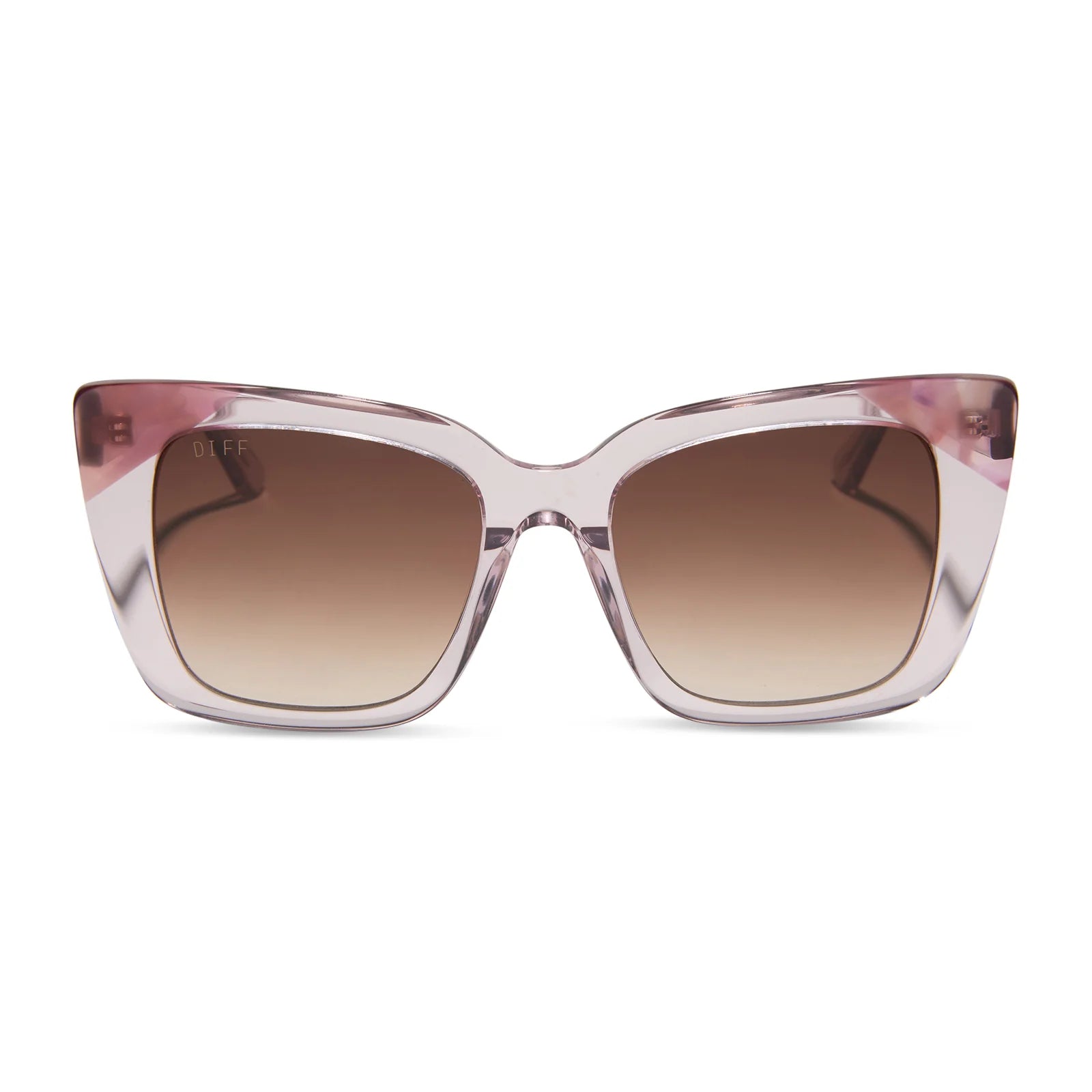 Lizzy Light Pink Crystal & Brown Gradient Sunglasses