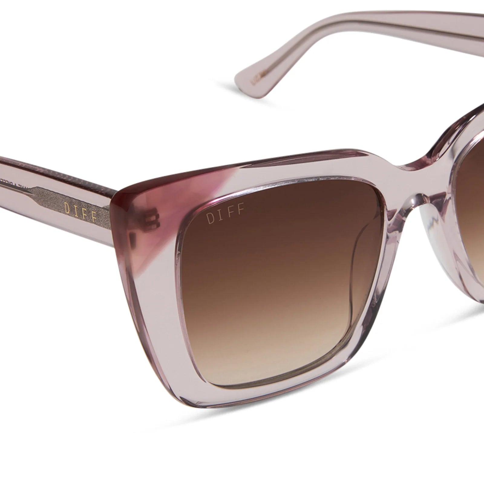 Lizzy Light Pink Crystal & Brown Gradient Sunglasses