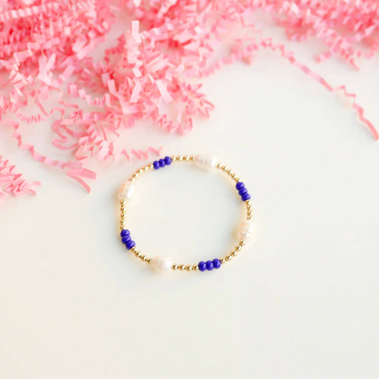 Blue School Spirit Pearl Poppi Bracelet