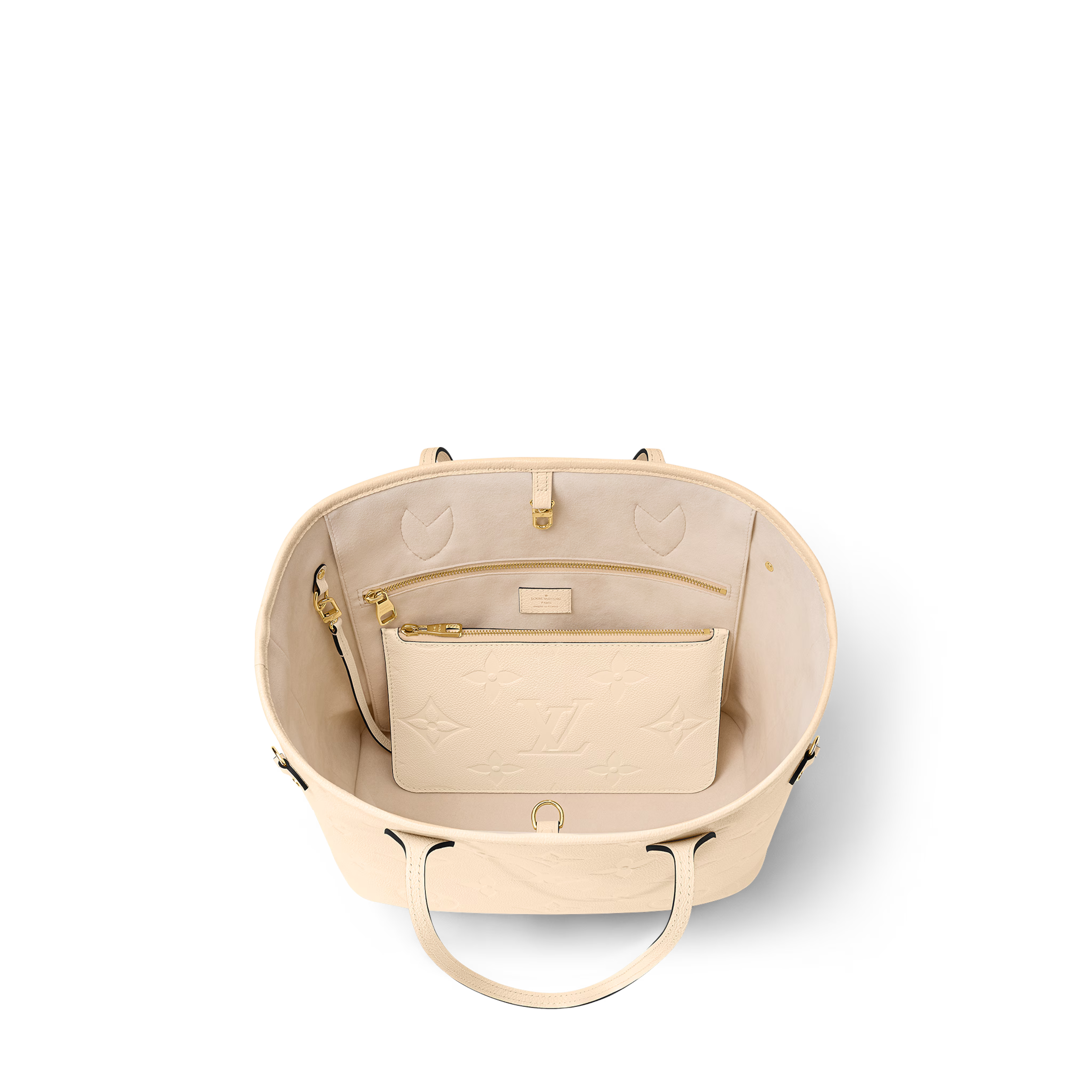 Louis Vuitton Neverfull MM Leather Tote bag In Cream Beige