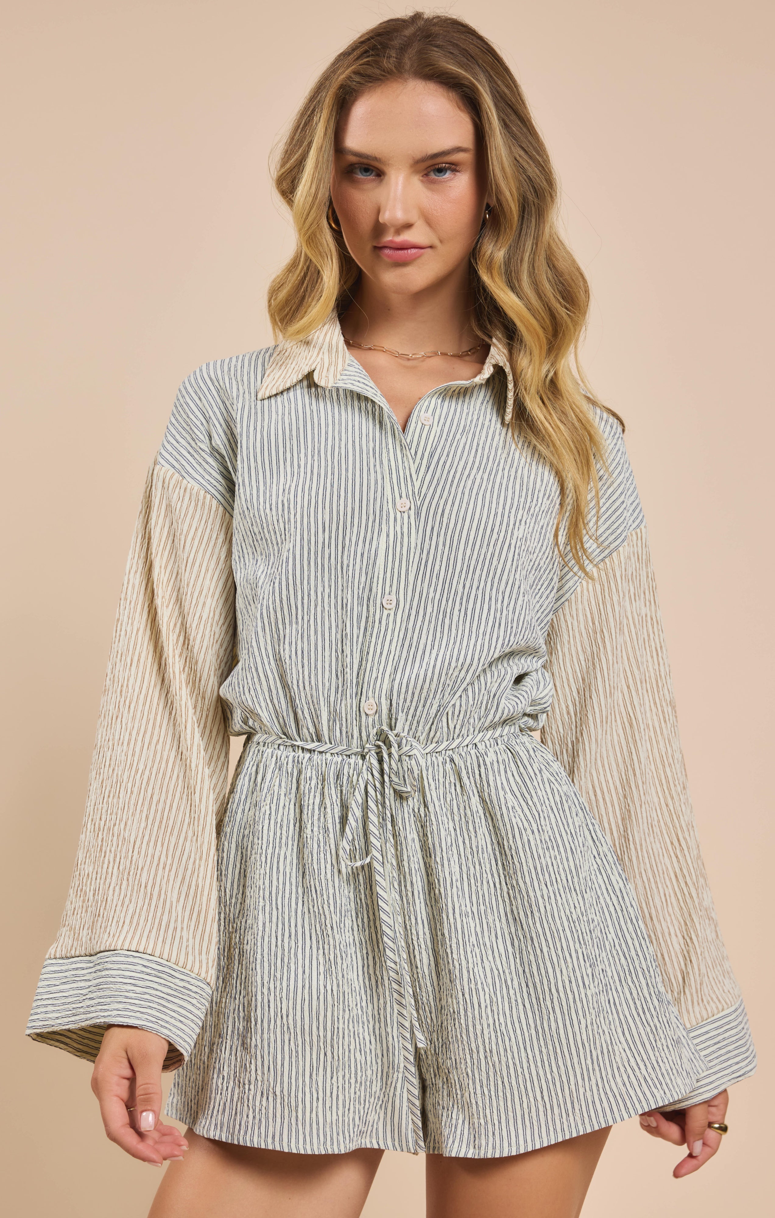 In The Clouds Striped Romper