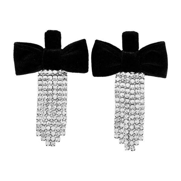 Velvet Bow Earrings Black