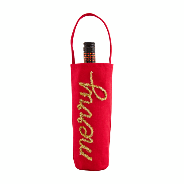 Red Tinsel Wine Bag